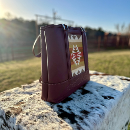 Quanah Style tote in Burgundy and Cream