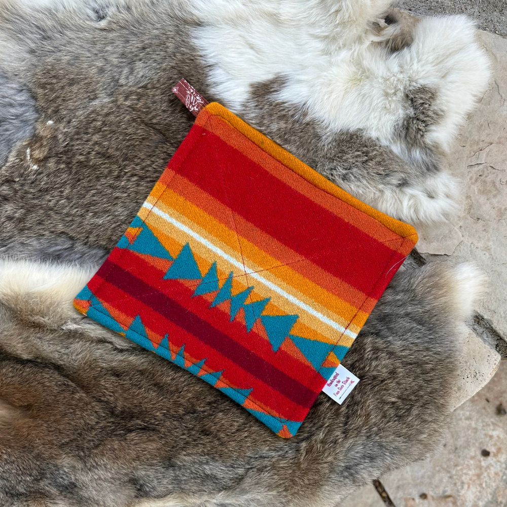 Turquoise & Red #1 Hot Pad
