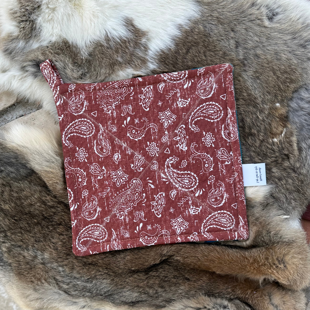 Turquoise & Red #3 Hot Pad