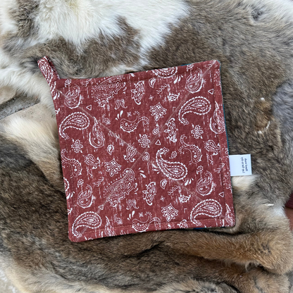 Turquoise and Red #2 Hot Pad