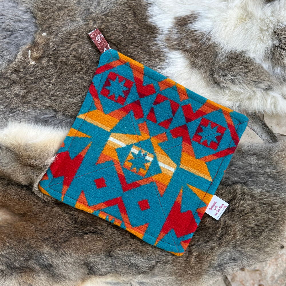 Turquoise & Red #4 Hot Pad