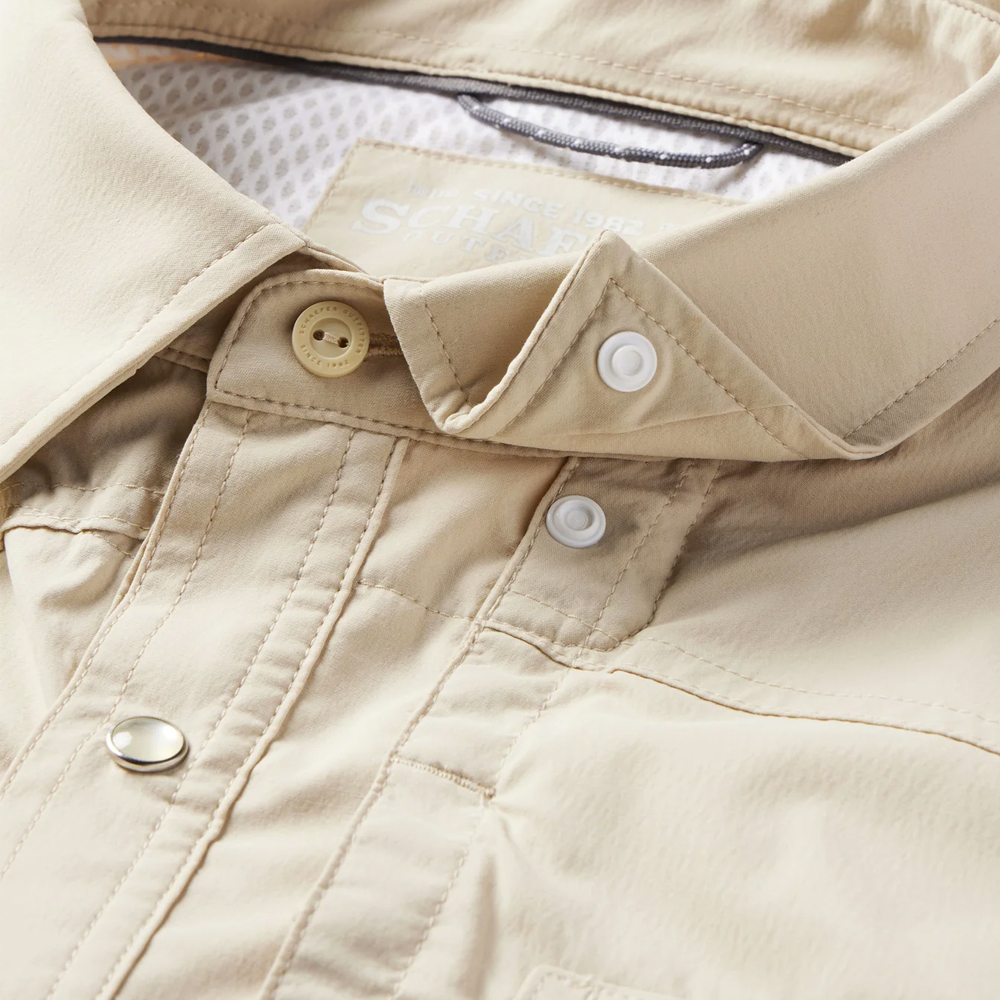 Schaefer RangeTek Western Guide Snapshirt Up Close Collar with Snap- Khaki