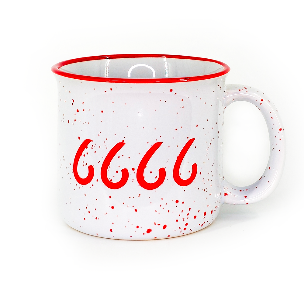 White/Red Speckled Ceramic Camp Mug