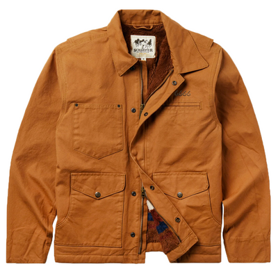 Schaefer Zip Canvas Jacket w/ Fleece Blanket Lining- Saddle