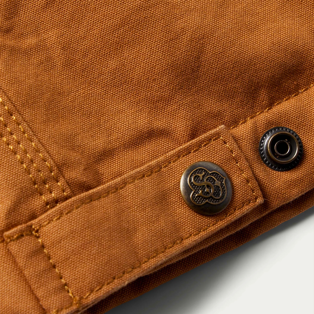 Schaefer Zip Canvas Jacket w/ Fleece Blanket Lining Button- Saddle