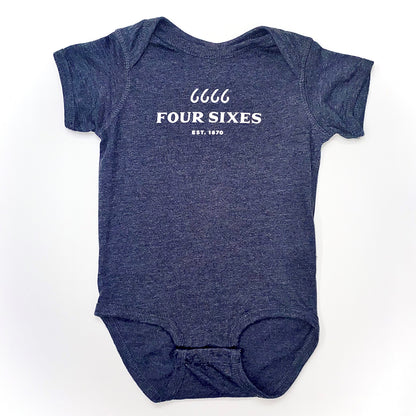 Four Sixes Onesie Heather Navy