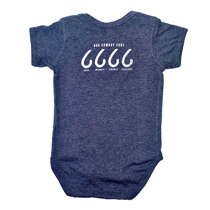 Four Sixes Onesie Heather Navy Back