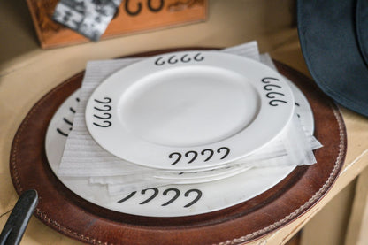 Four Sixes 12" Plate -Black