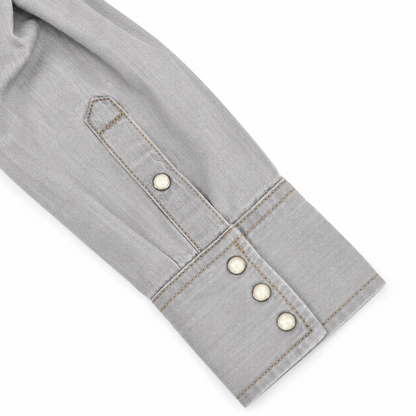 Wrangler Women's Western Snap Work Shirt- Grey Denim