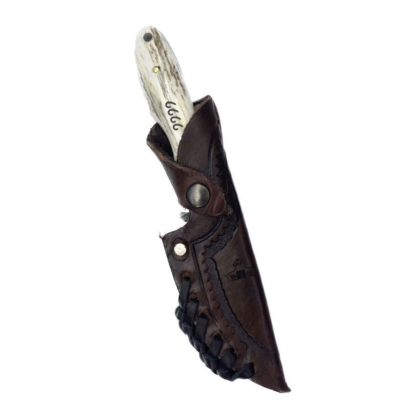 Silver Stag Guide Slab Twist with Sheath- Damascus (DGST4.0)