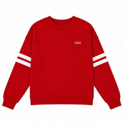 Striped Detail Drop Shoulder Sweatshirt - Red