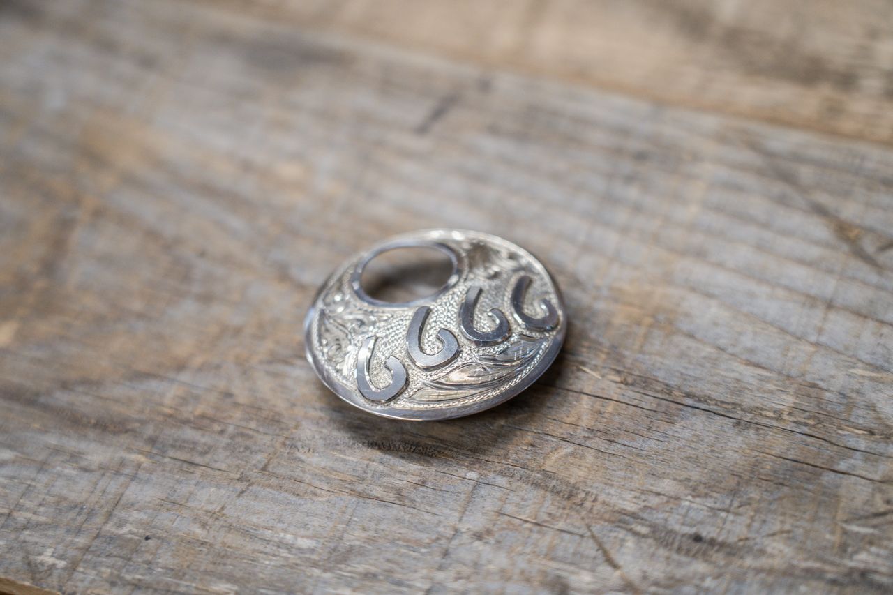 Baru's Silver Peek-a-boo Scarf Slide with Silver Brand
