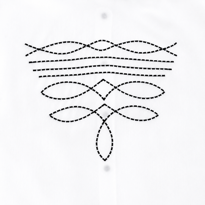 Boot Stich Embroidered White Top w/ Turquoise Snaps