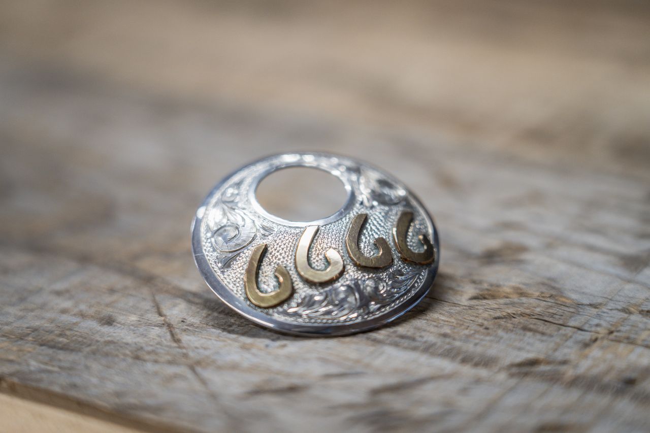 Baru's Silver Peek-a-boo Scarf Slide with Yellow Gold Brand