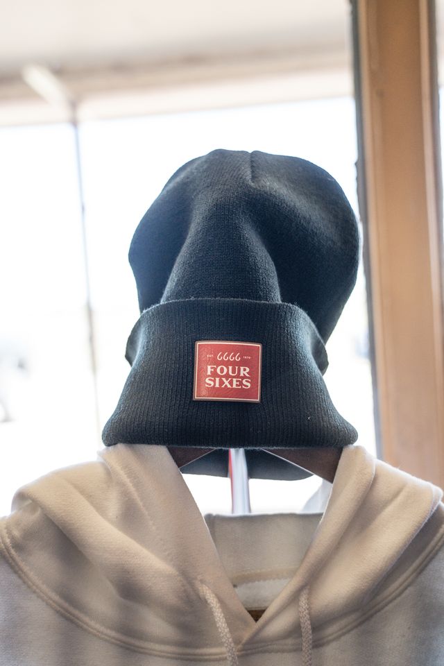 Fleece Lined Beanie - Black w/ Red Patch