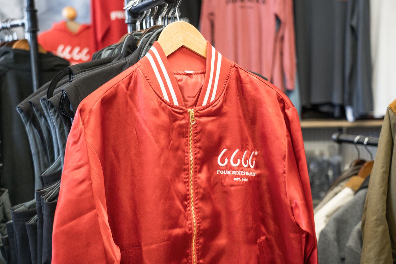 Four Sixes Red Satin Bomber Jacket