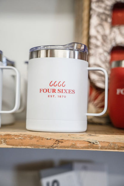 Four Sixes White Camp Tumbler