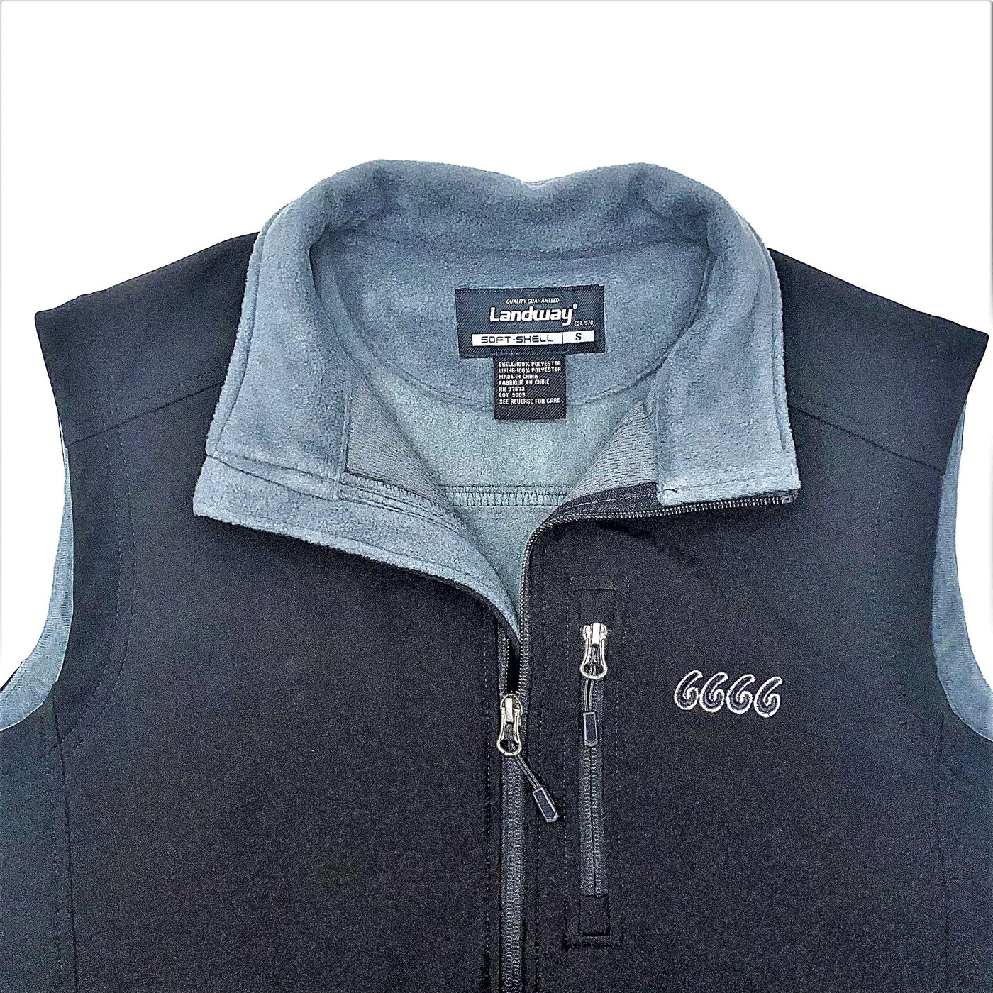 Men's Soft-Shell Vest Up Close Brand Embroidery