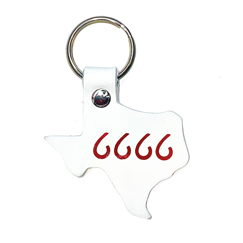 White Texas Four Sixes Keychain