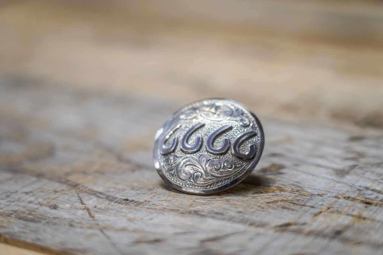 Baru's Silver 1.25" Round Scarf Slide w/ Silver Brand