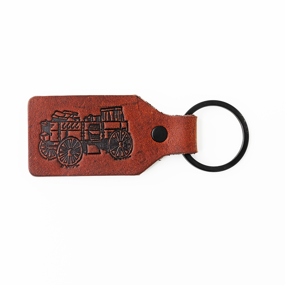 Chuck Wagon Rectangle Leather Keychain