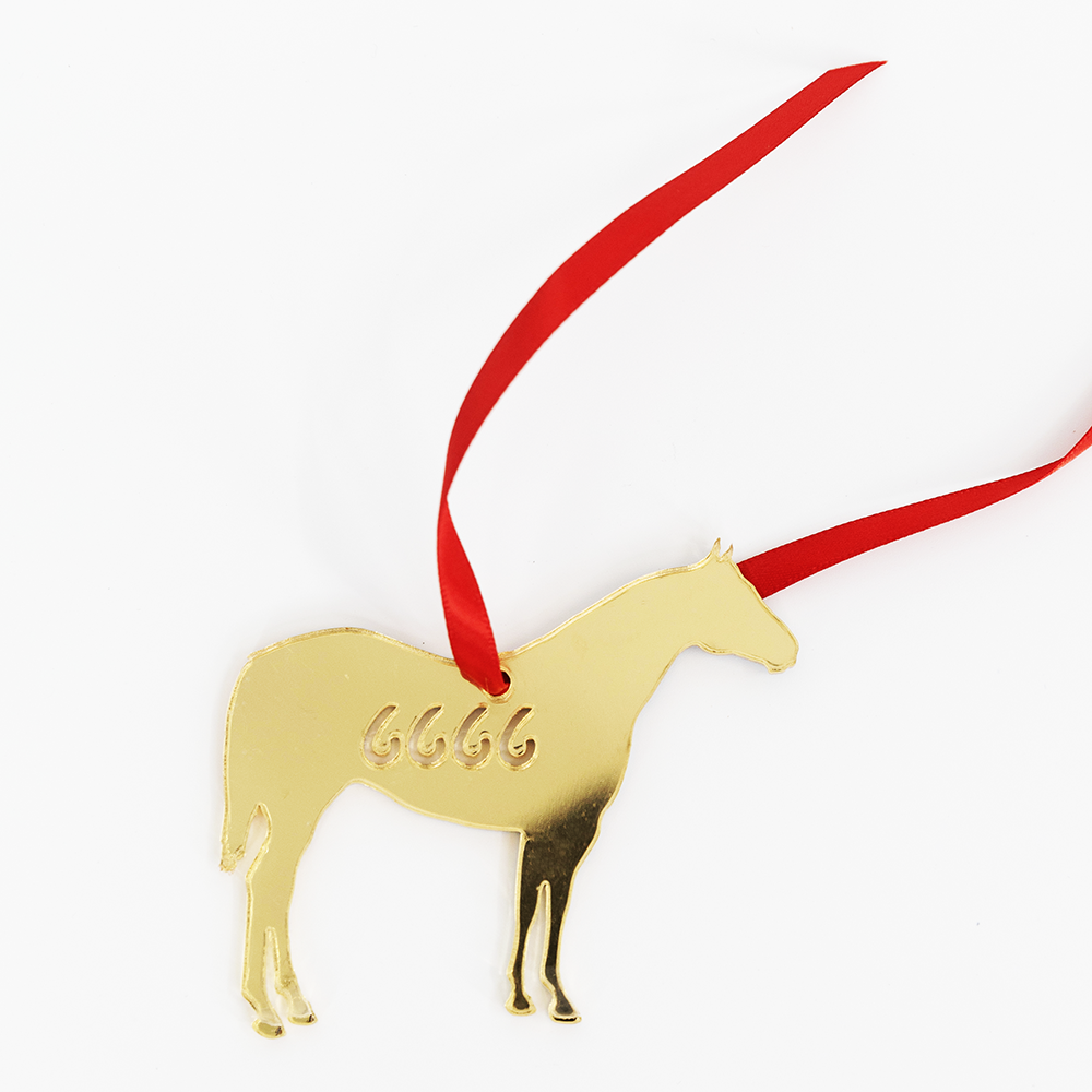 6666 Gold Horse Ornament