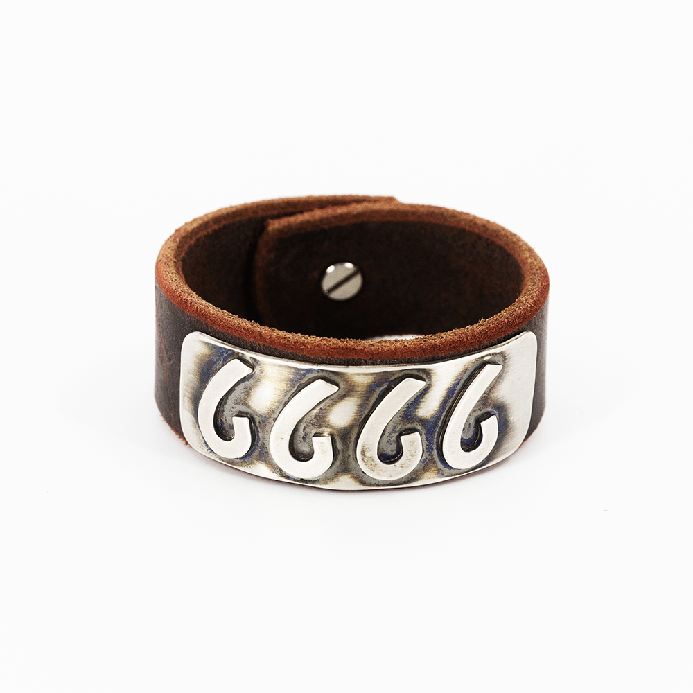 6666 Sterling Silver Leather Cuff