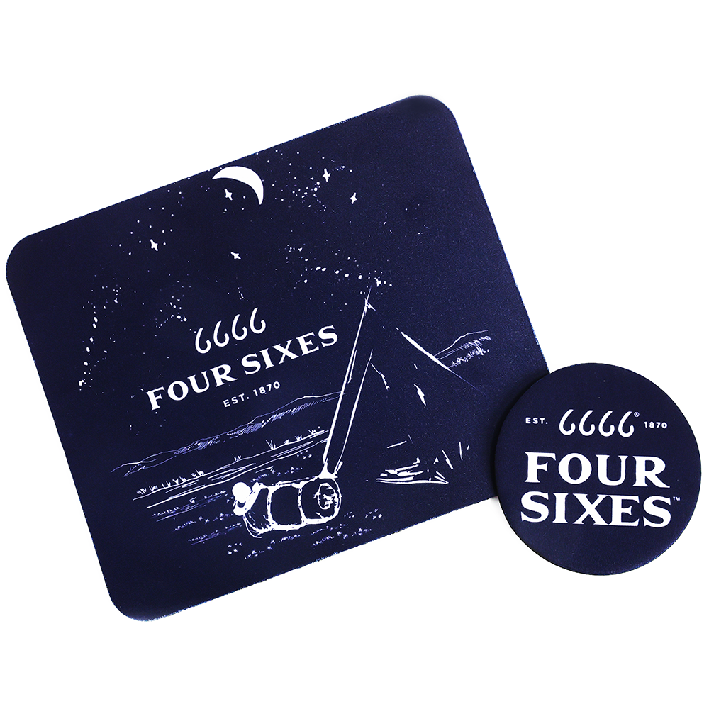Four Sixes Cow Camp Mouse Pad w/ Coaster- Navy
